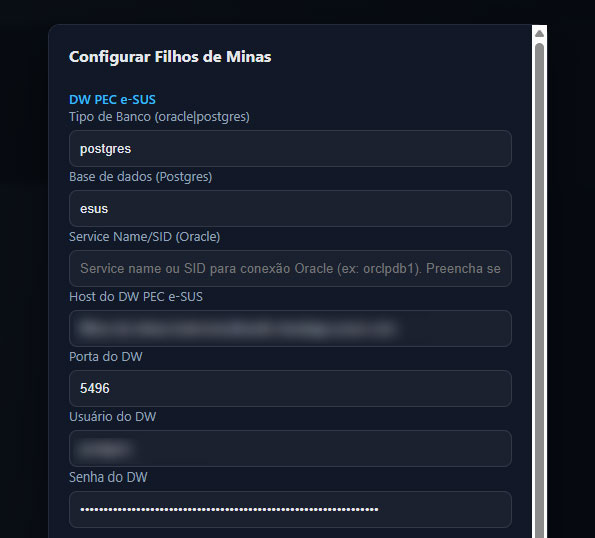 Configuração do DW PEC e-SUS
