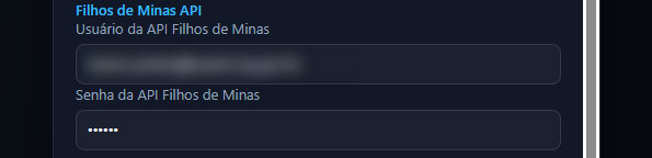 Usuário da API Filhos de Minas